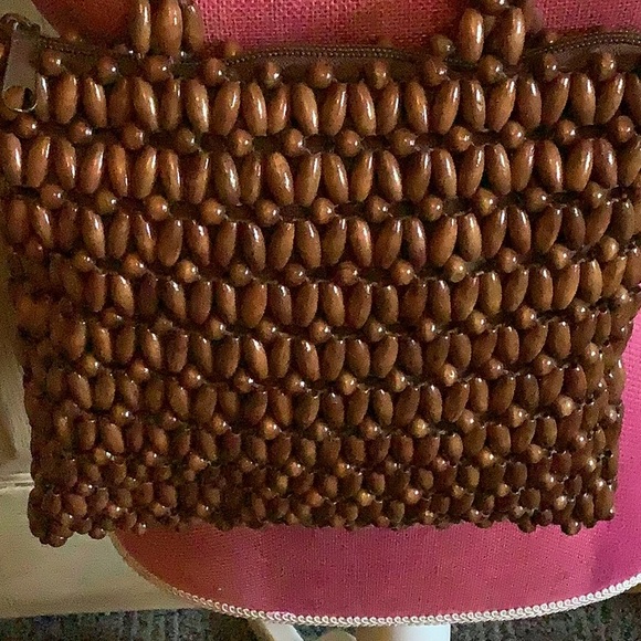 Vintage wood beaded bag - Picture 2 of 4